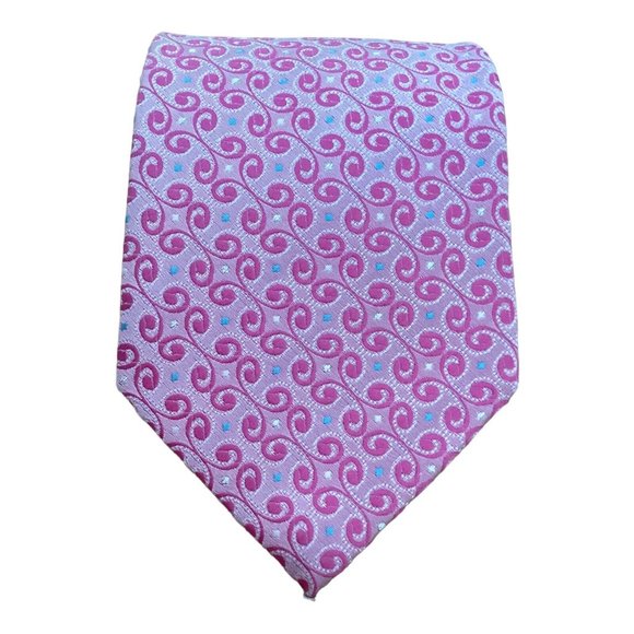 DAKS Shiny Pink Geometric Silk Tie 58